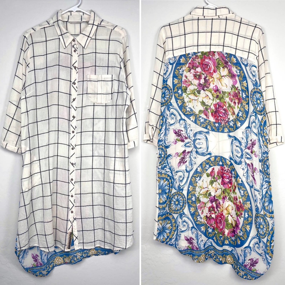 Soft Surroundings White and Blue Floral Midi Dress